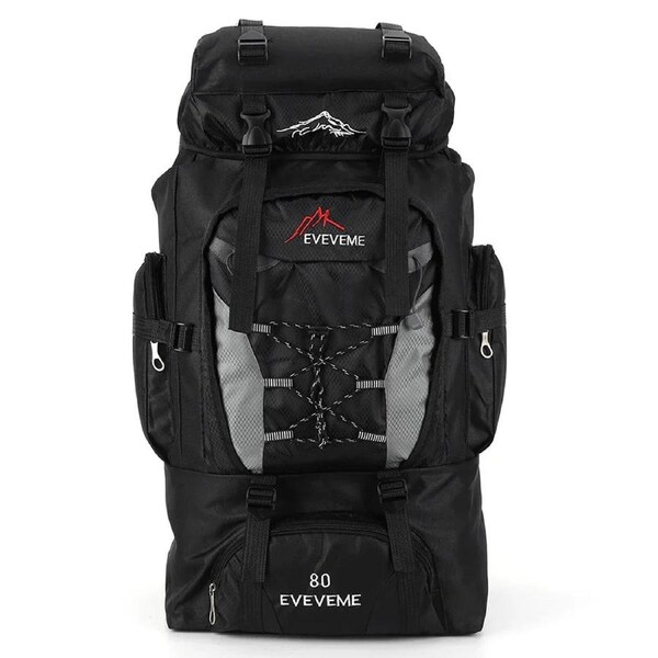 80L Travel Backpack Waterproof Outdoor Pack Black