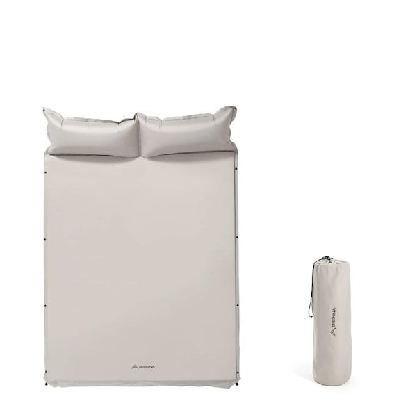 Self-Inflating Camping Mattress with Built-In Pillow Grey