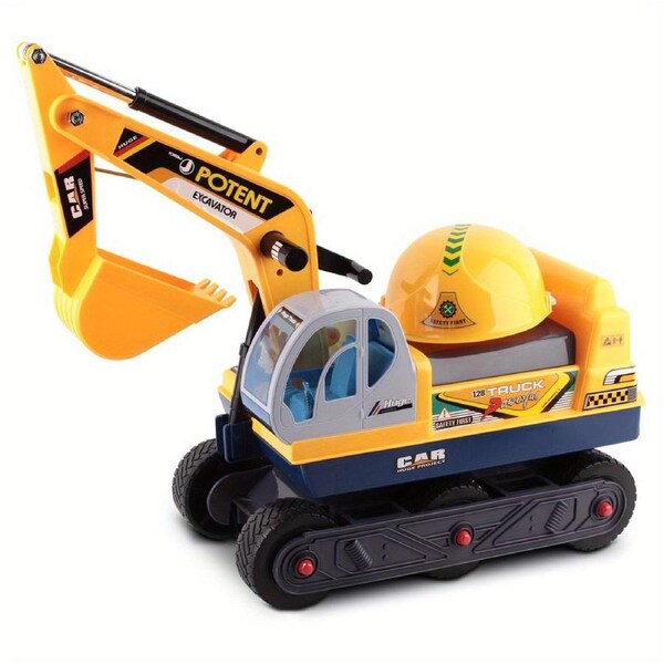Ride-On Excavator Toy with Helmet