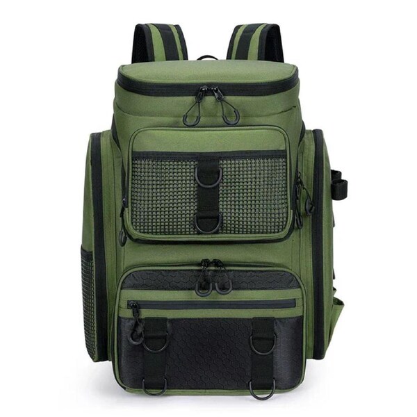 Tackle Backpack with Rod Holders Camping Green