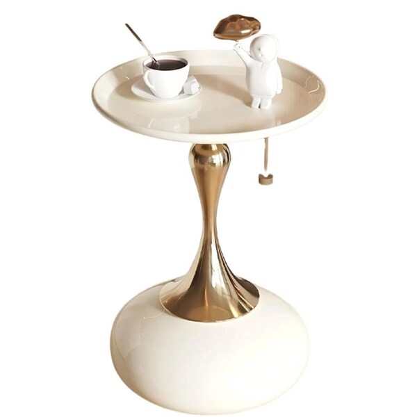 Round Side Table for Living Spaces (White)