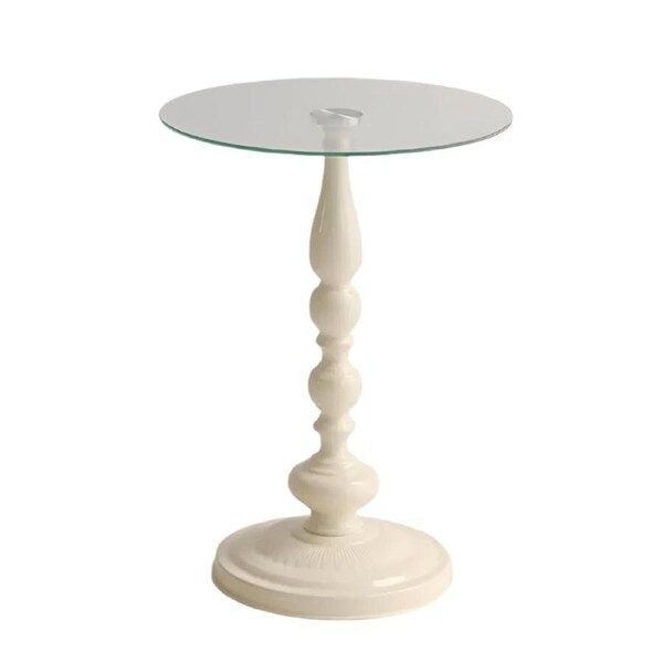 Corner Table Round Minimalist Side Table (Milky White)