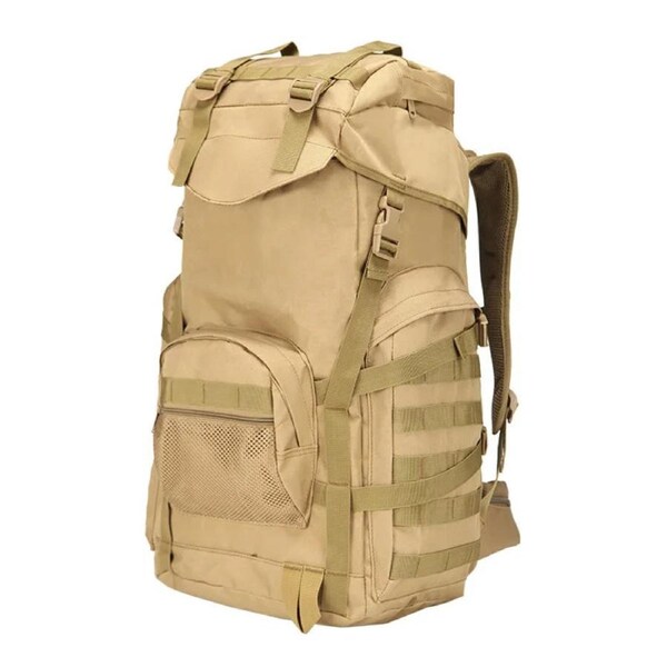 60L Tactical Camping Backpack Waterproof Khaki