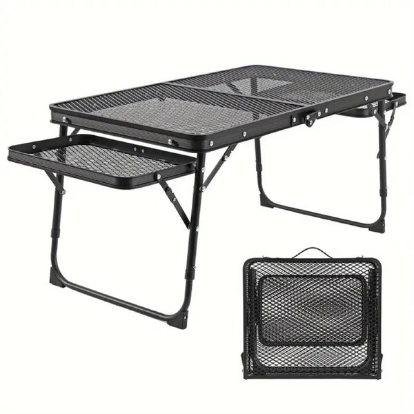 Camping Table with Extendable Wings & Mesh Top