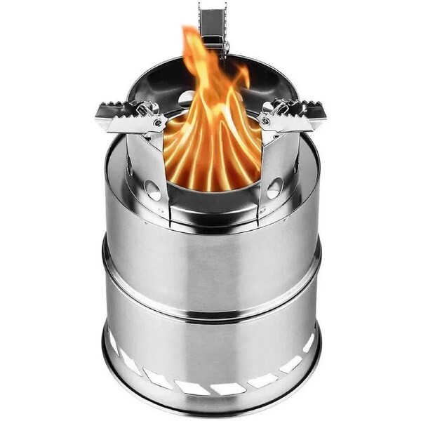 Portable Wood-Burning Camping Stove Silver