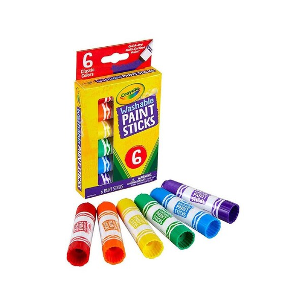 Crayola Washable Quick-Dry Paint Sticks Set 6 Pack (CRA54-6207)