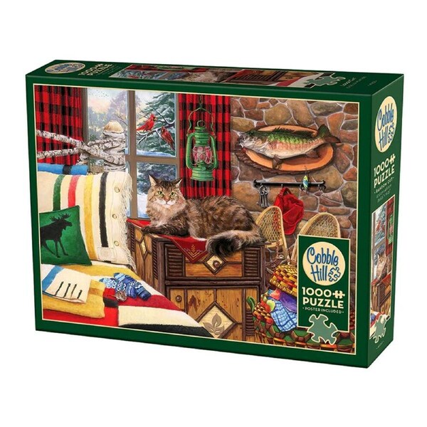 Cobble Hill Lodge Cat Jigsaw Puzzle incl Poster 1000 Pieces (COB40253)