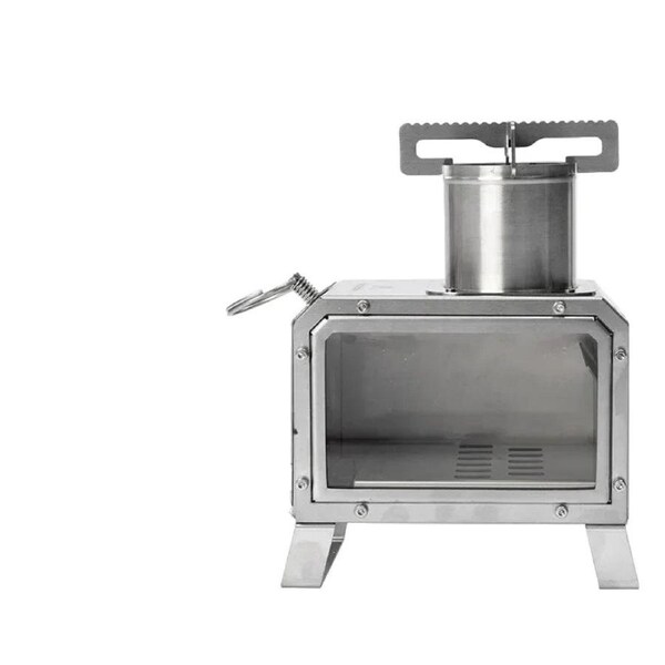 Portable Wood Firewood Square Stove Silver
