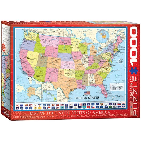 Eurographics Map of the USA Jigsaw Puzzle 1000 Pieces (EUR60788)