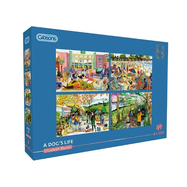 Gibsons A Dogs Life Jigsaw Puzzle 4 x 500 Pieces (GIB050653)