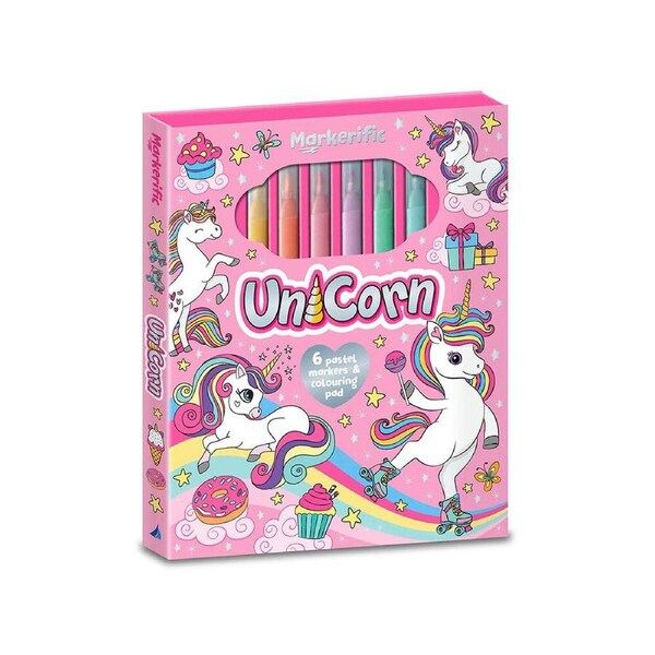 Lake Press Markerific Unicorn Pastel Markers & Colouring Pad (LAK240327)