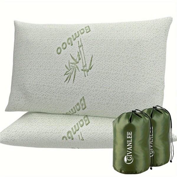 Camping Pillow Shredded Memory Foam Travel (2 Pack)