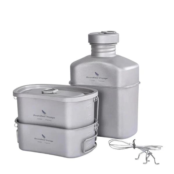 Titanium Camping Cooking Mess Set Grey