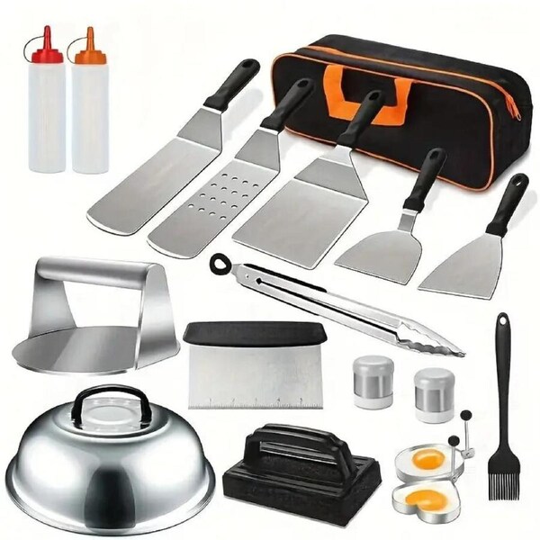 Flat Top Grill Accessories Stainless Steel Set (18pcs)