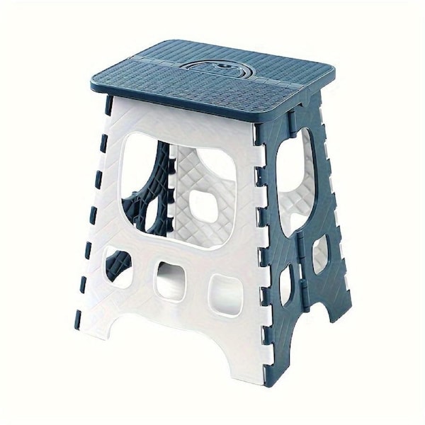 Folding Stool Portable Plastic Chair Blue