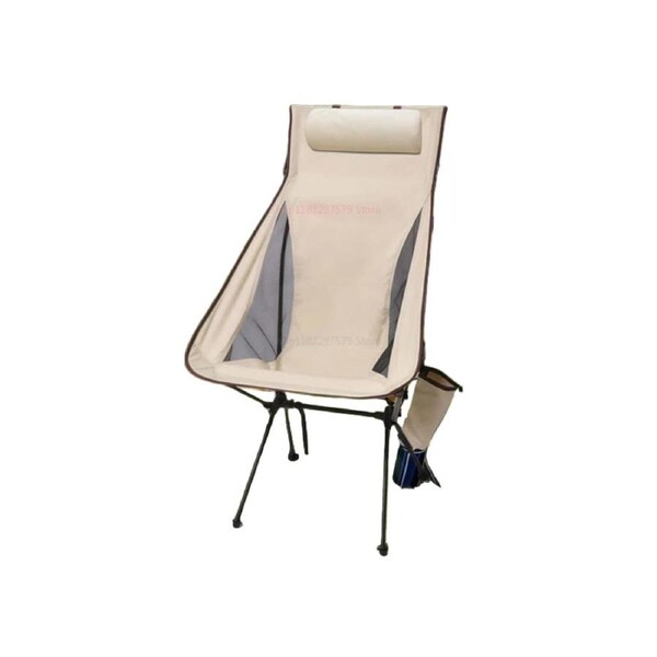 Camping Chair with Headrest Beige