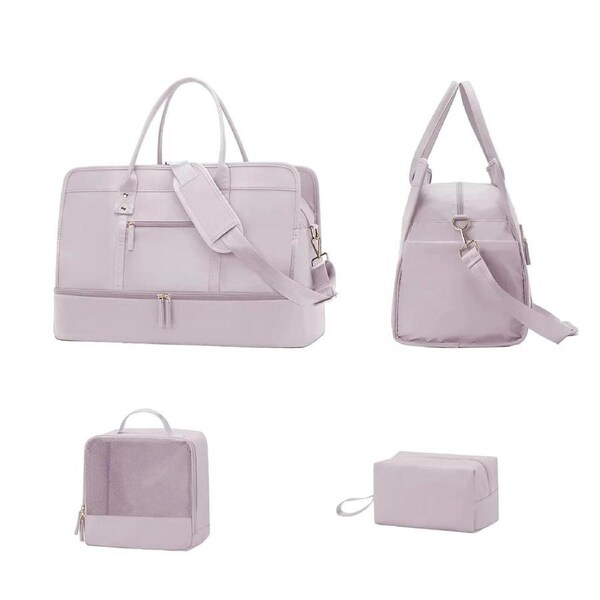 Luggage Travel Bag with Clothes and Toiletry Bag (Pink)