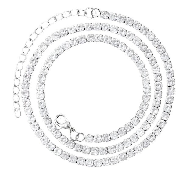 Prong Cuban Link Chain Necklace Rhinestone (A0924SL)
