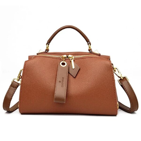 Crossbody Tote Bag Solid PU Leather Shoulder Women (Yellow)