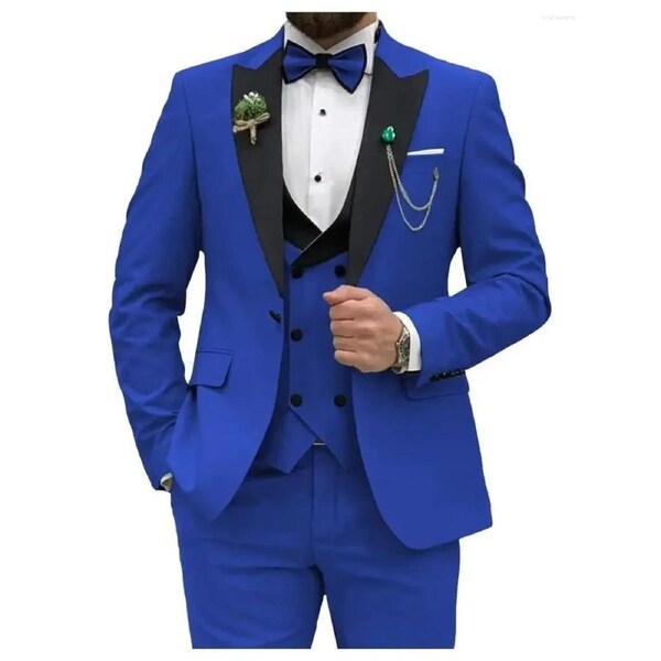 Men's Slim Fit 3-Piece Suit Formal Set (Blue)