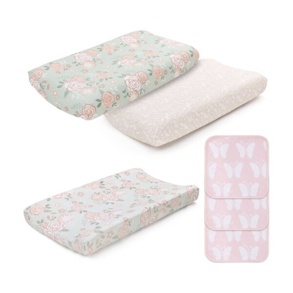 4pc The Peanutshell Side Sleeper Girl Baby Bedding Bundle & Plush Toys Pink
