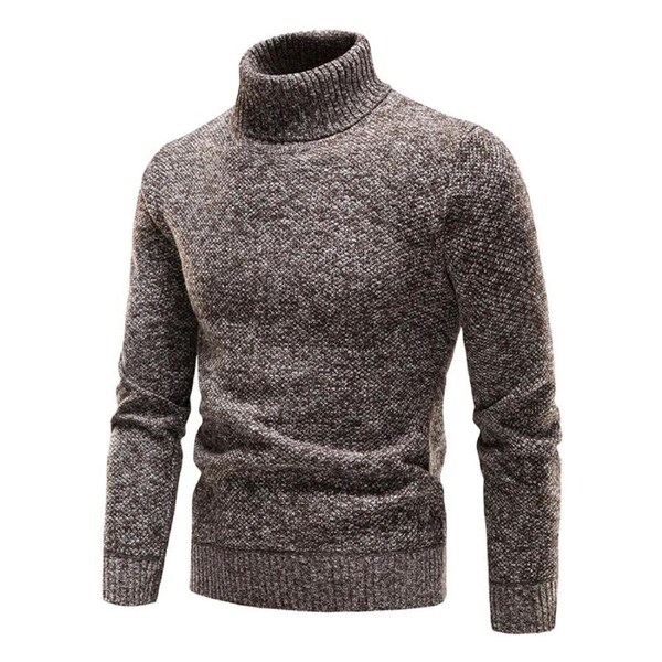 Men's Fleece Turtleneck Pullover Sweater Slim Fit