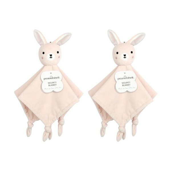 2PK The Peanutshell Forest Dreams Bunny Childrens Security Blanket Soft Toy Pink