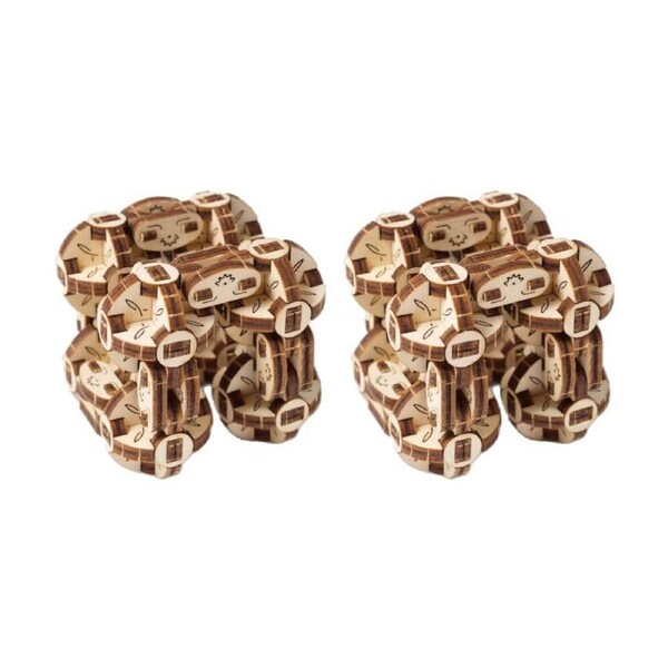 2PK UGears Flexi-Cubus 2.0 Mechanical Wooden 3D Puzzle Fidget Toy 144pc 8y+
