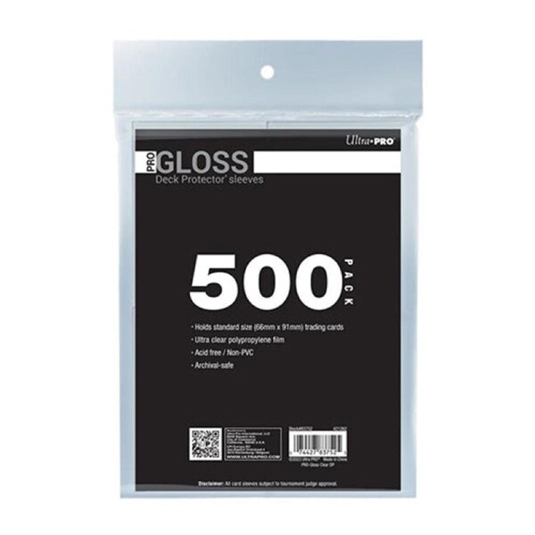 Ultra Pro PRO-Gloss Standard Deck Protector Sleeves 500ct Bundle - Clear