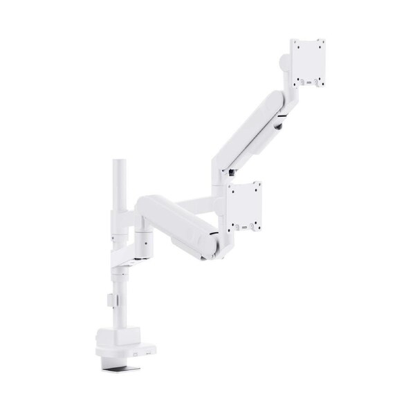 INFINITY WHITE Ergonomic and Style Heavy-Duty Gas Spring Dual Monitor Arm