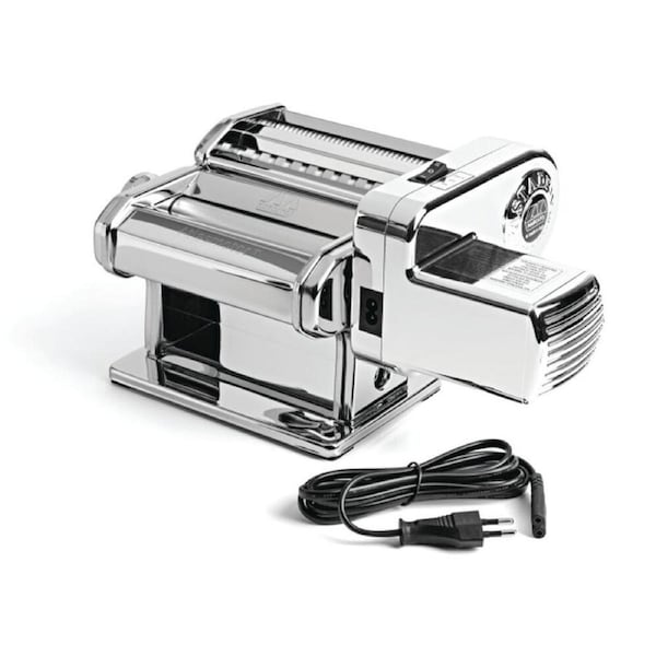 Marcato Atlas Plus Motor Pasta Machine Stainless Steel W/ 4 Shape Options Silver