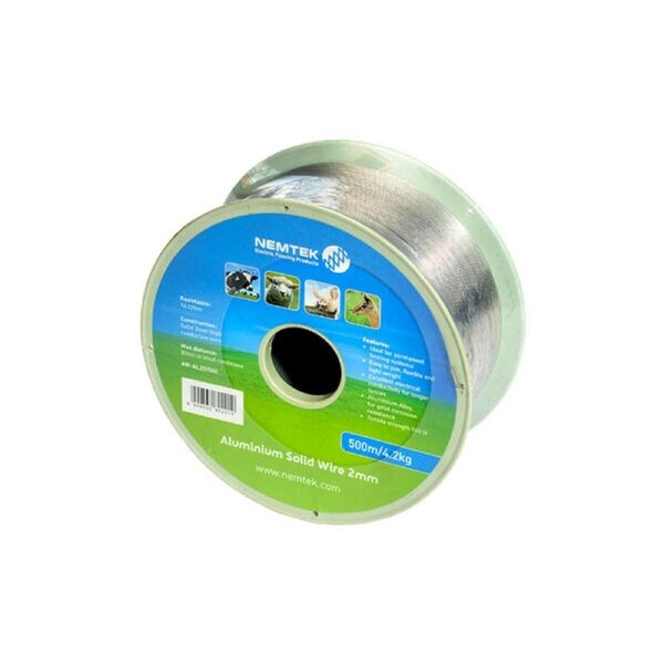 Nemtek 500m 2mm Solid Aluminium Electric Fence Wire - AW-AL20/500