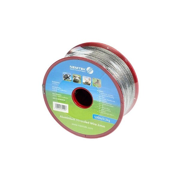 Nemtek 500m 2mm Stranded Aluminium Electric Fence Wire - AW-AL20/500/STR