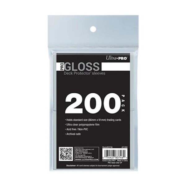 Ultra Pro PRO-Gloss Standard Deck Protector Sleeves 200ct Bundle - Clear