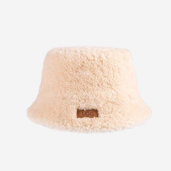 Ugg Curly Sheepskin Bucket Hat S/M / IVORY