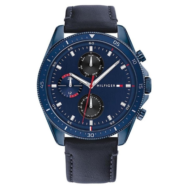 Tommy Hilfiger Blue Leather Men's Multi-function Watch - 1791839