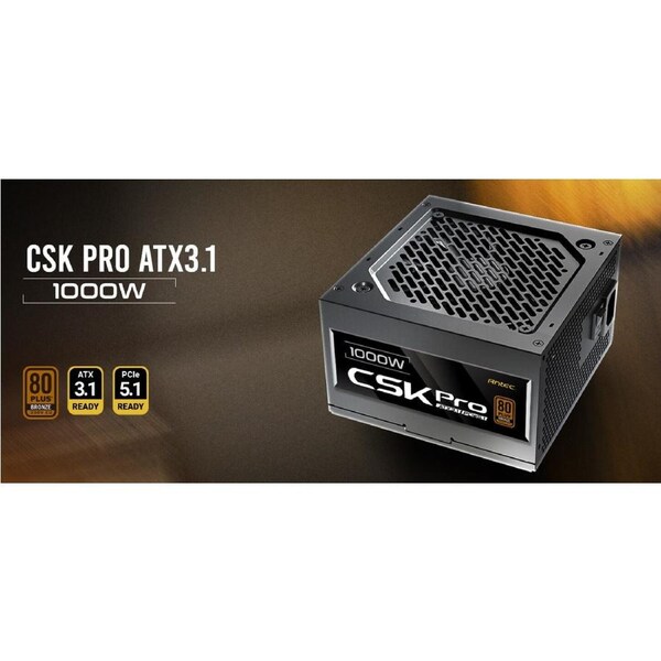 Antec CSK1000 PRO Sem-Modular ATX 3.1, PCI-E 5.1 for 4090, 5090 & 7900, 9070 High Quality Jap Capacitors, Performance and Reliability, PSU
