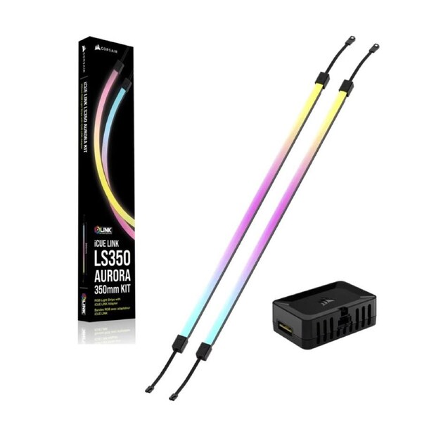Corsair iCUE LINK LS350 Aurora RGB Light Strips - 350mm Kit 3501010mm, magnetic mount, black, addressable LEDs