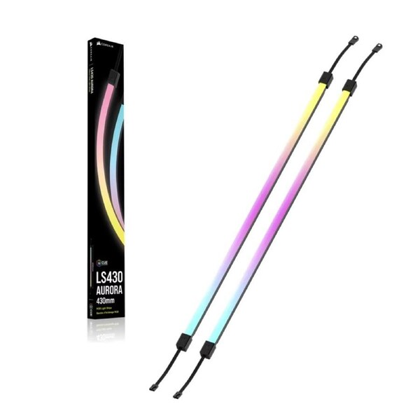 Corsair LS430 Aurora RGB Light Strips - 430mm - 430x10x10mm, black, magnetic mount, addressable LEDs, iCUE compatible, flexible