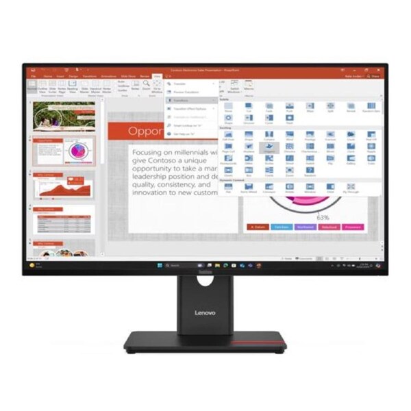 LENOVO ThinkVision T27i-40 27' FHD Monitor 120Hz 1920x1080 16:9 Height Adjustable Tilt Swivel Pivot USB-C 15W PD 3xUSB-A DP HDMI VGA ~63A4MAR1AU