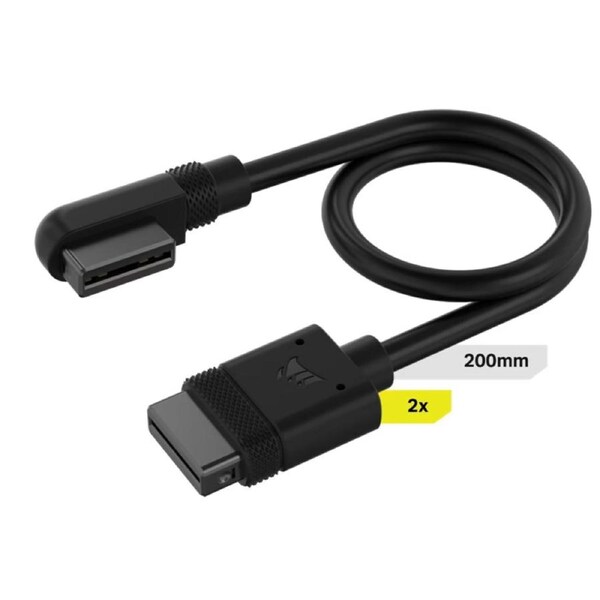 Corsair iCUE LINK Cable, 2x 200mm with Straight/Slim 90 connectors, Black