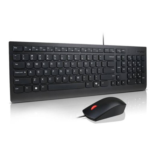 Lenovo Universal Wired USB Keyboard Mouse Combo Adjustable Tilt Leg Spill Resistant Copilot Keyboard 1600 DPI Optical Sensor Mouse Plug & Play 1.8m