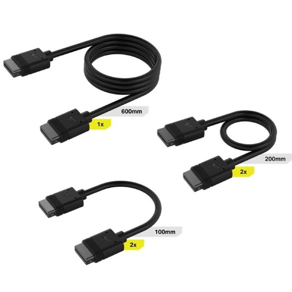 Corsair iCUE LINK Cable Kit - 100mm x 1, 200mm x 1, 600mm x 1 Black