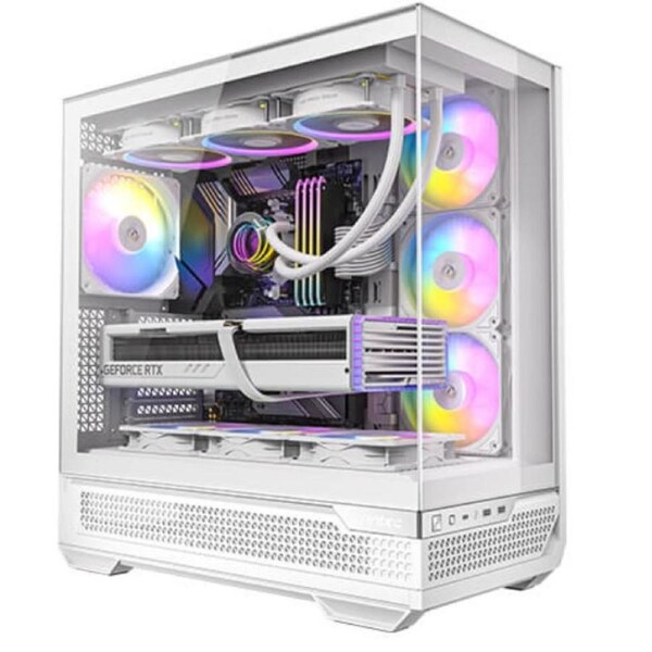 Antec C7-ARGB ATX,E-ATX Panoramic 270 View, USB-C, 4x ARGB PWM Fans. Side Radiator. RTX 5090, 9700x Back Connect MBs, Flip Door, White Case