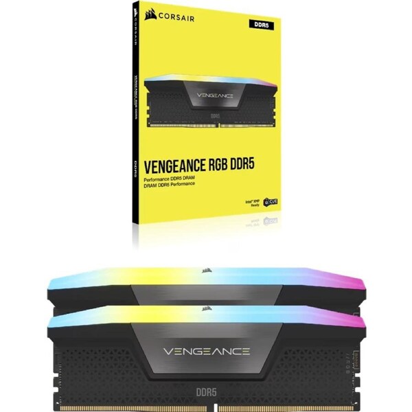 Corsair VENGEANCE RGB 64GB (2x32GB), DDR5-6000, CL40, 1.35V, XMP 3.0, RGB, UDIMM, Aluminum Heatspreader, Intel 700/800 Series compatible
