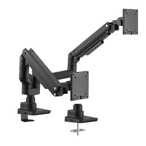 Brateck Fabulous Pole-Mounted Gas Spring Dual Monitor Arm Fit Most 17'-35' Monitors, Up to 20kg per screen VESA 75x75/100x100 Fine Texture Black