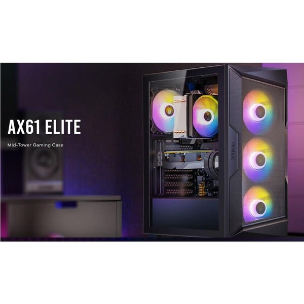Antec AX61 Elite ATX, 4x ARGB 120mm Fans included, Up to 8x 120mm. 360mm Radiator Front & 240mm Top, 32CM GPU & 16CM CPU, High Airflow Gaming Case