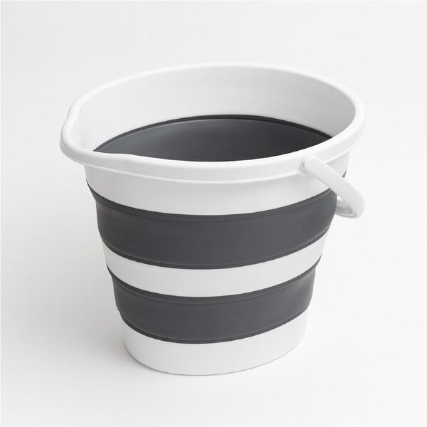 10 Litre Foldable Collapsible Drop Shape Bucket Silicone - Grey/White
