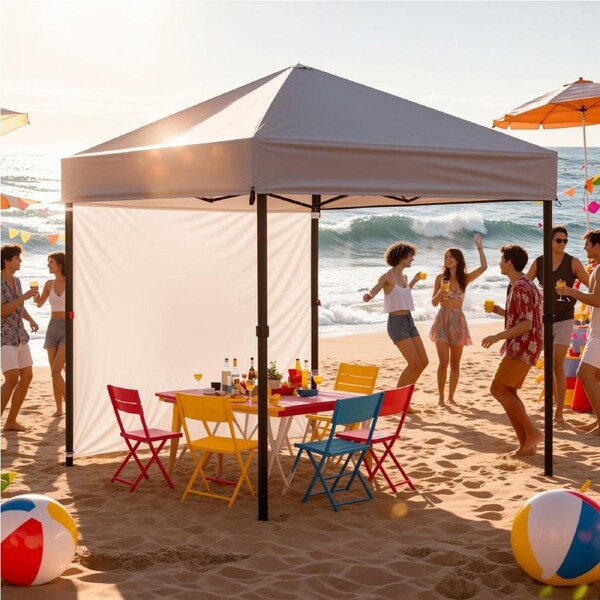 Advwin 2.4*2.4m Pop Up Canopy Tent, Foldable Gazebo Marquee with Sidewall, Adjustable & One-Setup