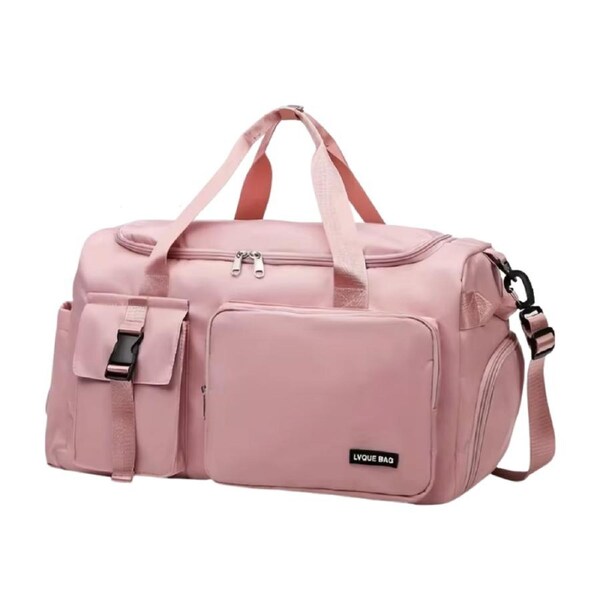 Pink Nylon Duffel Bag for Travel and Gym